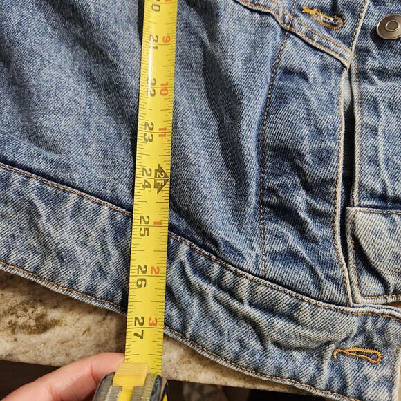 Future Collective Kahlana Barfield Brown Women's Asymmetrical Jean Jacket MED - Picture 10 of 12